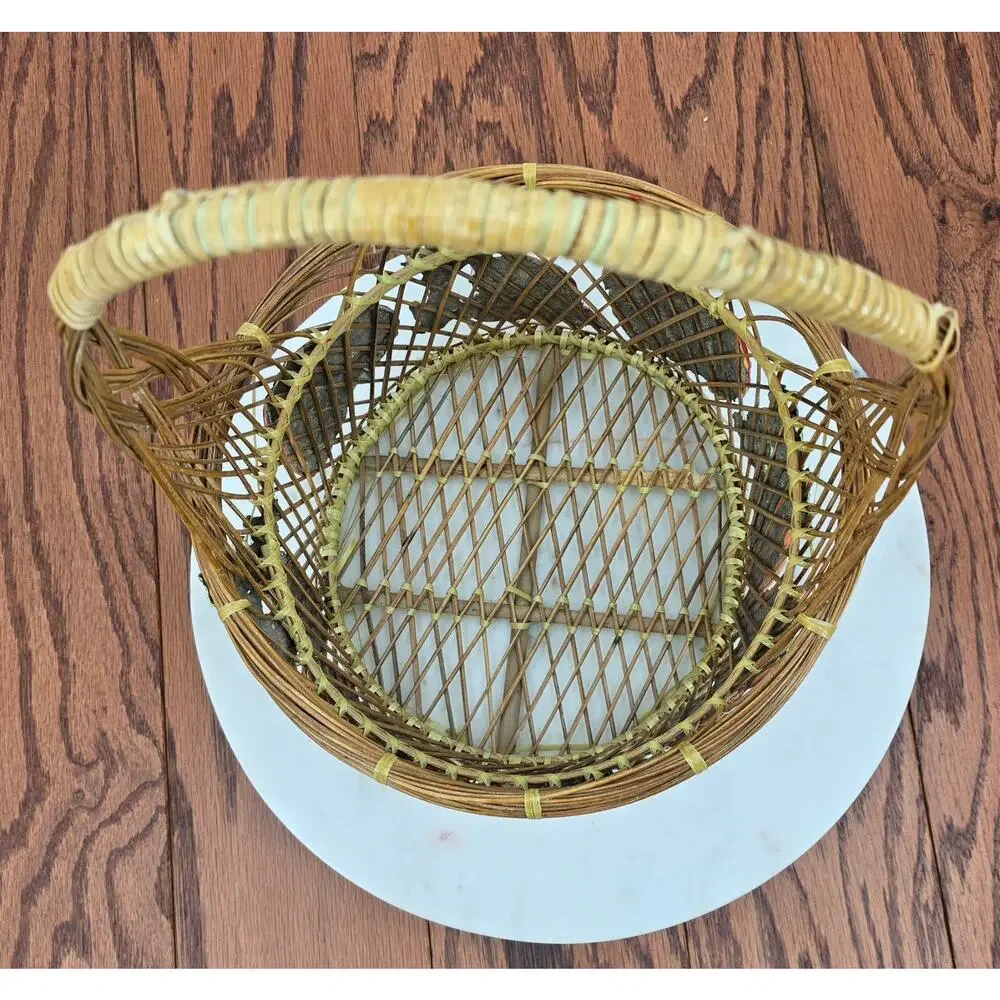 Vintage Cottagecore Wicker Clay Vegetable Basket